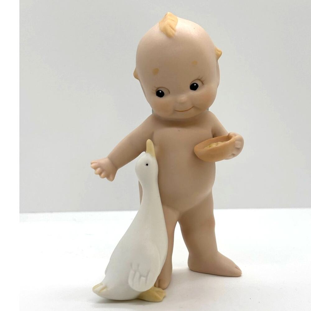 VTG 1991 Enesco/Jesco, Rose O'Neill Porcelain Kewpie Doll, Feeding Goose
